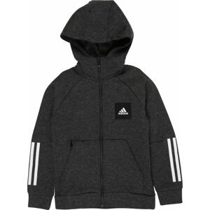 ADIDAS PERFORMANCE Sportovní mikina černý melír / bílá