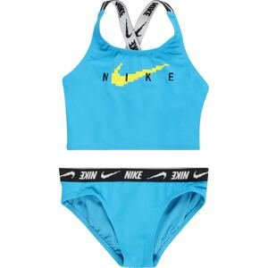 Nike Swim Sportovní plavky azurová modrá / limetková / černá / bílá