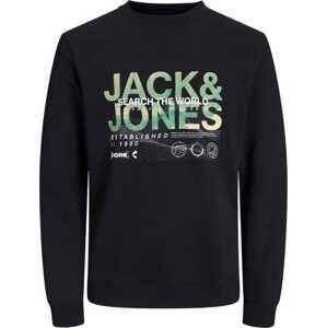 Jack & Jones Junior Mikina zelená / černá / bílá