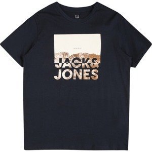 Jack & Jones Junior Tričko 'Alfie' krémová / námořnická modř / světle hnědá