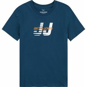 Jack & Jones Junior Tričko marine modrá / jasně oranžová / bílá
