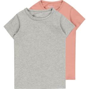 MINYMO Tričko šedý melír / růžová