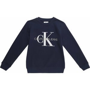 Calvin Klein Jeans Mikina tmavě modrá / šedá / bílá