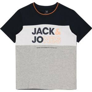 Jack & Jones Junior Tričko marine modrá / šedý melír / oranžová