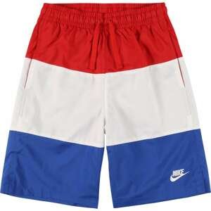 Nike Sportswear Kalhoty královská modrá / ohnivá červená / bílá