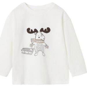 MANGO KIDS Tričko modrá / tmavě hnědá / černá / offwhite