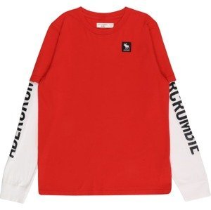 Abercrombie & Fitch Tričko červená / černá / bílá