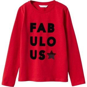 MANGO KIDS Tričko 'Fabulous' červená / černá