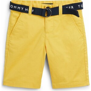TOMMY HILFIGER Kalhoty zlatě žlutá / černá / bílá