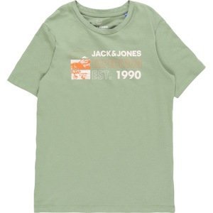 Jack & Jones Junior Tričko zelená / oranžová / bílá