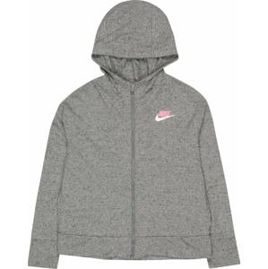 Nike Sportswear Mikina šedý melír / růžová / bílá