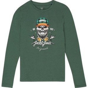 Jack & Jones Junior Tričko 'CAPTAIN' zelená / černá / bílá