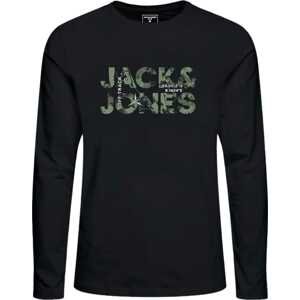 Jack & Jones Junior Tričko khaki / světle zelená / černá / bílá