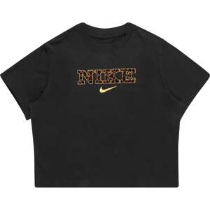 Nike Sportswear Tričko hnědá / tmavě hnědá / zlatě žlutá / černá