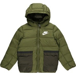 Nike Sportswear Zimní bunda olivová / trávově zelená / černá / bílá