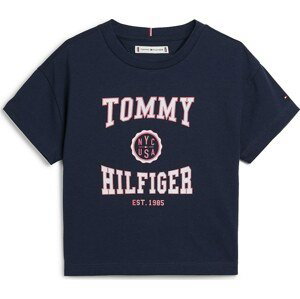 TOMMY HILFIGER Tričko 'Varsity' námořnická modř / pastelově růžová / červená