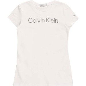 Calvin Klein Jeans Tričko stříbrná / bílá