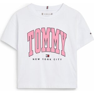 TOMMY HILFIGER Tričko námořnická modř / světle růžová / červená / bílá