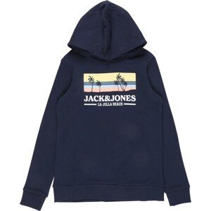 Jack & Jones Junior Mikina 'MALIBU' námořnická modř / světlemodrá / světle žlutá / meruňková / bílá