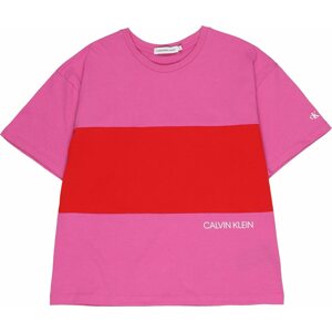 Calvin Klein Jeans Tričko magenta / jasně červená / bílá