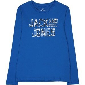 Jack & Jones Junior Tričko 'PEACE WALKER' nebeská modř / černá / bílá