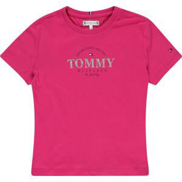 TOMMY HILFIGER Tričko pink / černá / stříbrná