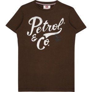 Petrol Industries Tričko čokoládová / bílá