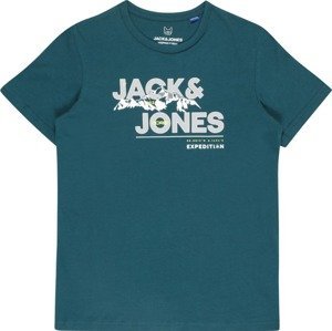 Jack & Jones Junior Tričko 'HUNTER' žlutá / šedá / smaragdová / bílá