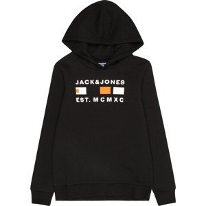Jack & Jones Junior Mikina 'FREDDIE' oranžová / černá / bílá