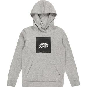 Jack & Jones Junior Mikina 'Lock' šedá / černá / bílá