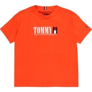 TOMMY HILFIGER Tričko námořnická modř / svítivě oranžová / červená / bílá