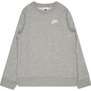 Nike Sportswear Mikina šedý melír / bílá