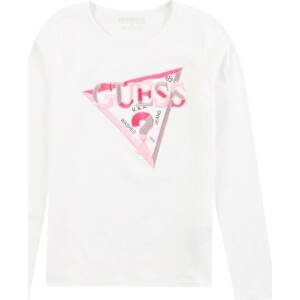GUESS Tričko šedobéžová / pink / růžová / bílá