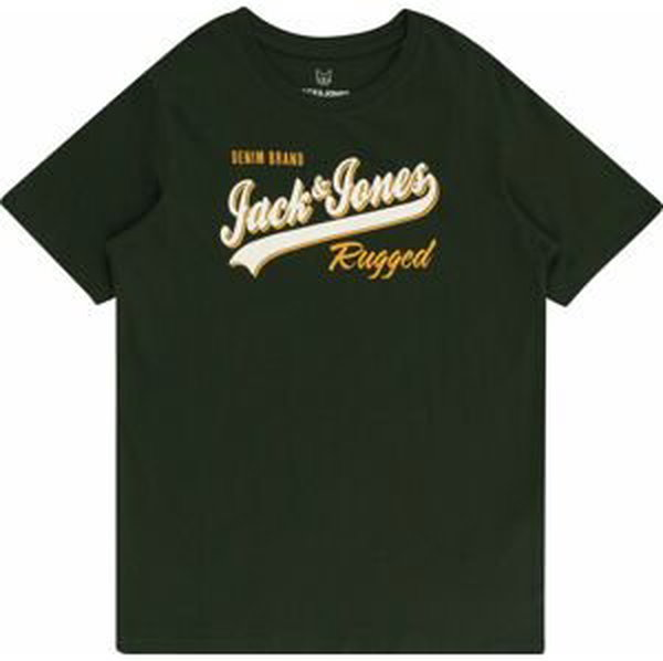 Jack & Jones Junior Tričko tmavě zelená / oranžová / bílá