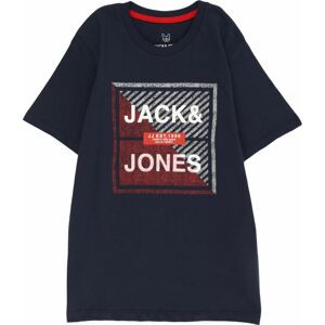 Jack & Jones Junior Tričko 'KAIN' námořnická modř / ohnivá červená / bílá / offwhite