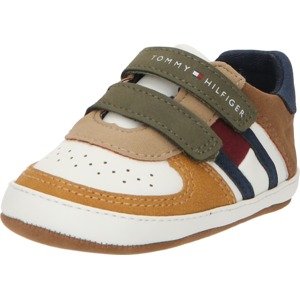 TOMMY HILFIGER Botičky pro první krůčky karamelová / khaki / vínově červená / bílá