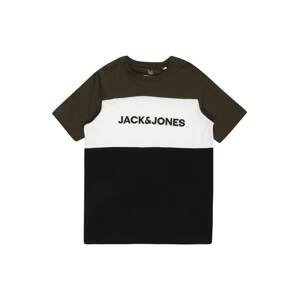 Tričko Jack & Jones Junior khaki / černá / bílá