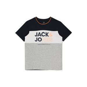 Tričko Jack & Jones Junior marine modrá / šedý melír / oranžová