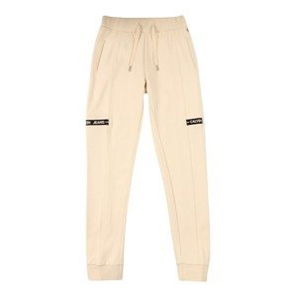 Kalhoty 'INTARSIA' Calvin Klein Jeans světle béžová / černá / bílá
