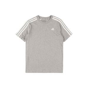 Funkční tričko 'Essentials 3-Stripes ' ADIDAS SPORTSWEAR šedý melír / bílá