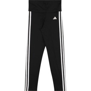 Sportovní kalhoty 'Essentials Aeroready 3-Stripes High-Waisted' ADIDAS SPORTSWEAR černá / bílá