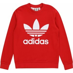 Mikina 'Trefoil Crew' adidas Originals červená / bílá