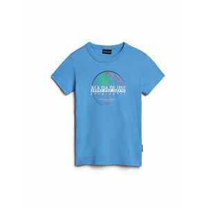 Tričko 'AZOGUES' Napapijri nebeská modř / zelená / světle růžová / bílá