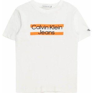 Tričko Calvin Klein Jeans oranžová / černá / bílá