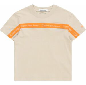 Tričko Calvin Klein Jeans světle béžová / oranžová / bílá