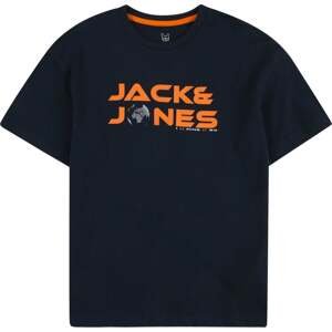 Tričko Jack & Jones Junior námořnická modř / šedá / oranžová