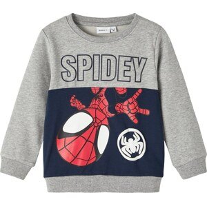 Mikina 'JUBI SPIDEY' name it námořnická modř / šedý melír / červená / bílá