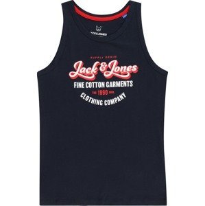Tričko 'ANDY' Jack & Jones Junior námořnická modř / světle červená / bílá