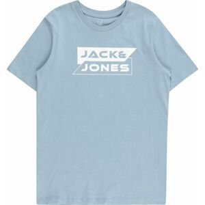 Tričko 'SHEAR' Jack & Jones Junior kouřově modrá / bílá