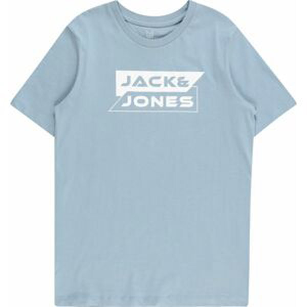 Tričko 'SHEAR' Jack & Jones Junior kouřově modrá / bílá